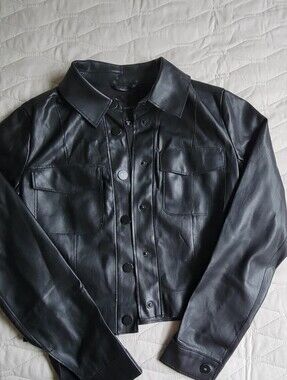 Men's Black Leather Button-Front Jacket Dynamite